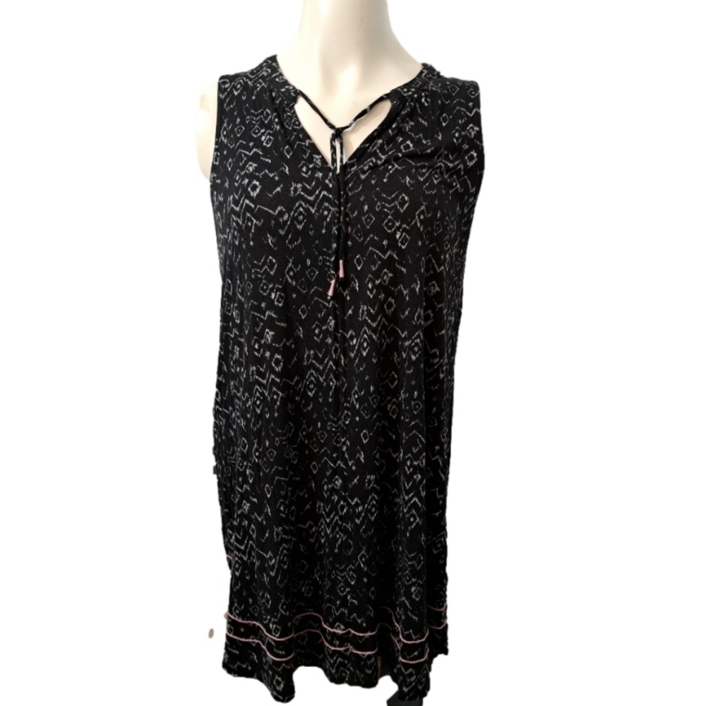 𝅺ANNE Klein Black & White  Trapeze High/Low Sleeveless Dress Women's Size 1X